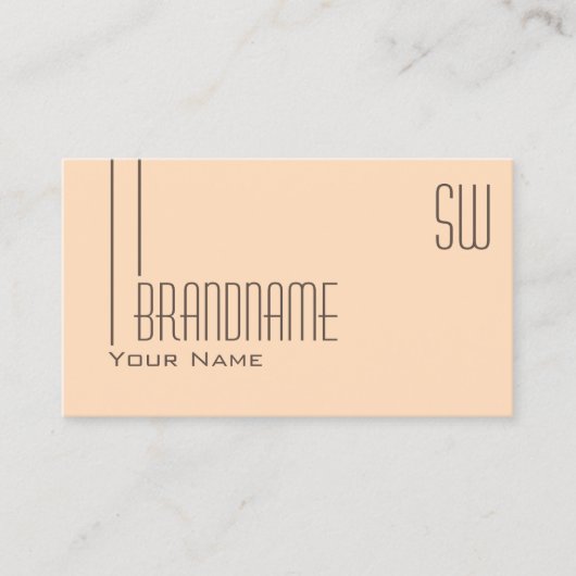 Plain Pastel Peach met monogram en foto Modern Visitekaartje (Voorkant)
