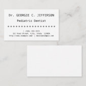 Plain Pediatrisch Visitekaartje van de tandheelkun (Voorkant / Achterkant)