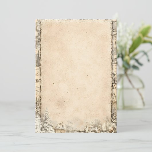 Plain perkament uitnodigingsachtergrond | Ru Kaart (Staand voorkant)