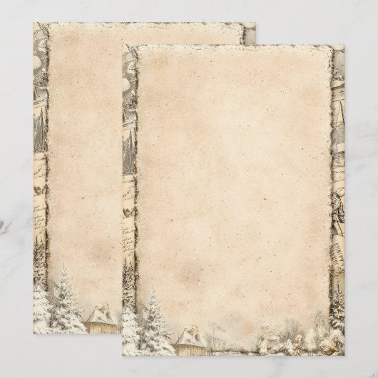 Plain perkament uitnodigingsachtergrond | Ru Kaart (Voorkant / Achterkant)