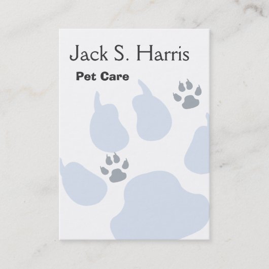 Plain Pet Care Animal Sitter Dog Cat Paw Prins Visitekaartje (Voorkant)
