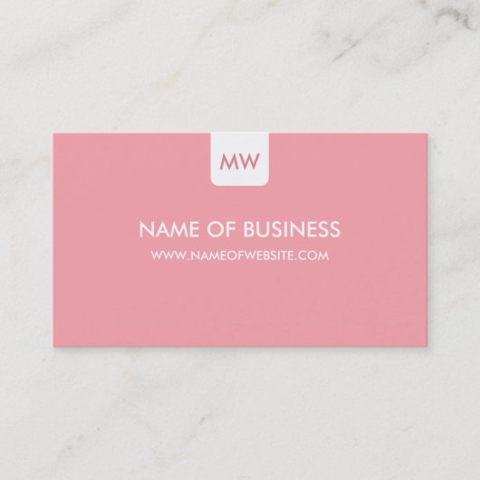 Plain Pink Chic Monogram Moderne Sociale Media Visitekaartje (Voorkant)