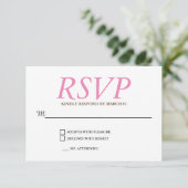 Plain Pink White Wedding RSVP Reactie (Staand voorkant)