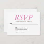 Plain Pink White Wedding RSVP Reactie (Voorkant / Achterkant)