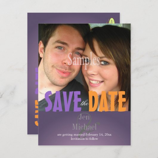 Plain, Plum Save the Date Foto briefkaarten, Aankondigingskaart (Voorkant / Achterkant)