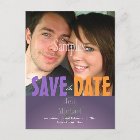 Plain, Plum Save the Date Foto briefkaarten, Aankondigingskaart (Voorkant)