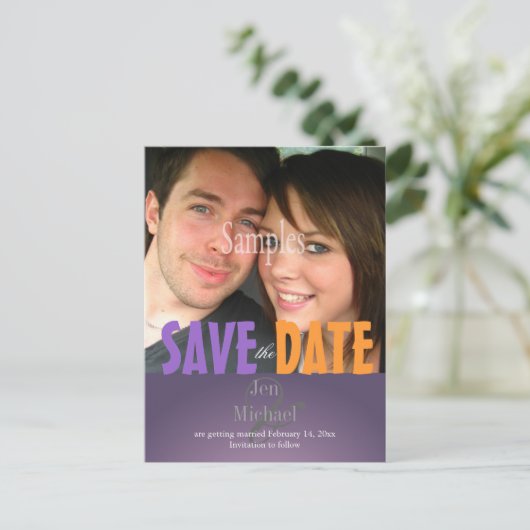 Plain, Plum Save the Date Foto briefkaarten, Aankondigingskaart (Staand voorkant)