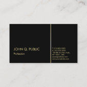 Plain Professional Elegant Zwart Wit Goud Visitekaartje (Achterkant)