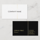 Plain Professional Elegant Zwart Wit Goud Visitekaartje (Voorkant / Achterkant)
