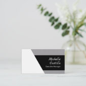 Plain Professional Minimalist Grijs Wit Zwart Visitekaartje (Staand voorkant)