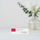 Plain Professional Minimalist Linen Red White Mini Visitekaartje (Staand voorkant)