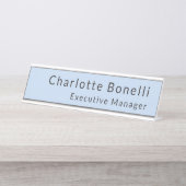 Plain Professional Modern Minimalist Blue  Bureau Naambordje (Voorkant)