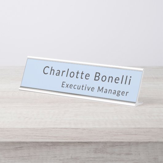 Plain Professional Modern Minimalist Blue  Bureau Naambordje (Voorkant)