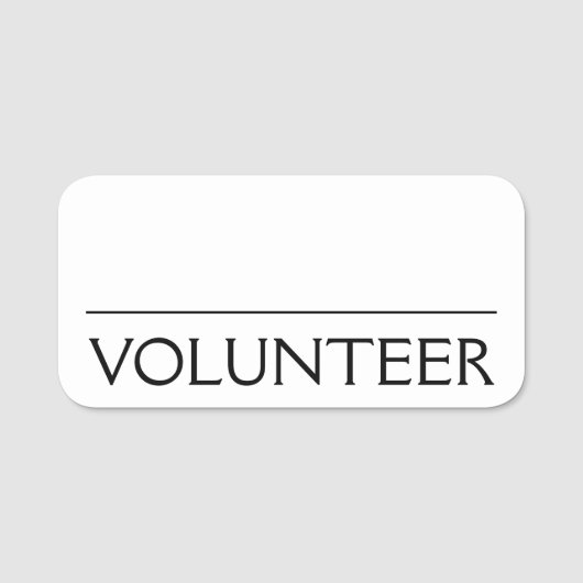 Plain, Professional "VOLUNTEER"-naamplaatje Naamplaatje (Voorkant)