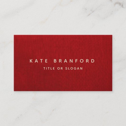 Plain Professioneel Modern Rood Linnen (afbeelding Visitekaartje (Voorkant)