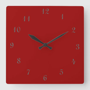 Plain Red Clock>Vierkante klokken met cijfers