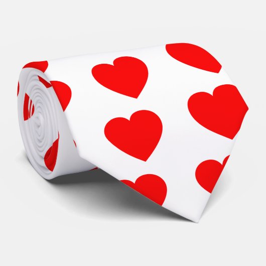 Plain Red Heart Stropdas (Opgerold)