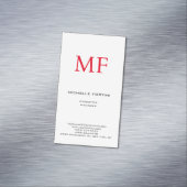 Plain Red Monogram Schattige Minimalist Plain Magnetisch Visitekaartje (Voorbeeld)
