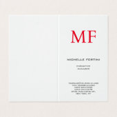 Plain Red Monogram Schattige Minimalist Plain Visitekaartje (Buitenkant ongevouwen)