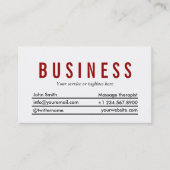 Plain Red Title Massage Therapist Visitekaartje (Voorkant)