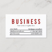 Plain Red Title Mortgage Agent Visitekaartje (Voorkant)