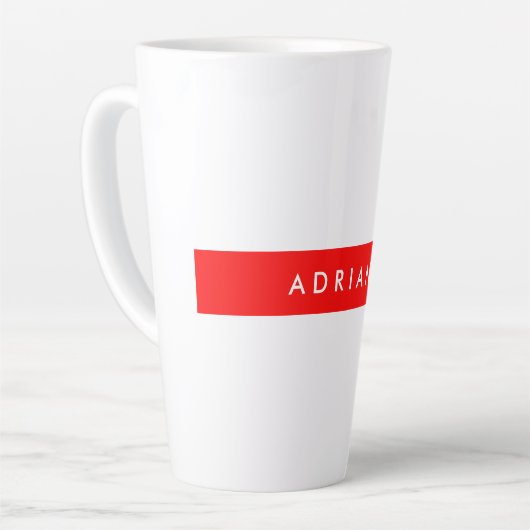 Plain Red White Professional, Minimale naam Latte Mok (Linkerhoek)