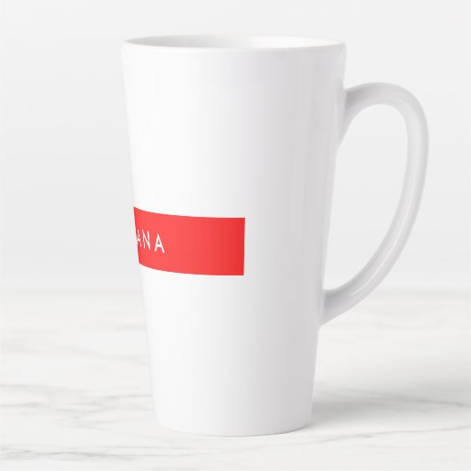 Plain Red White Professional, Minimale naam Latte Mok (Rechts)