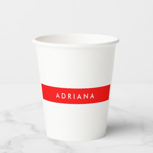 Plain Red White Professional, Minimale naam Papieren Bekers (Voorkant)