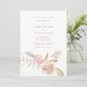 Plain Romantic Watercolor Florals Wedding Kaart (Staand voorkant)