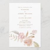 Plain Romantic Watercolor Florals Wedding Kaart (Voorkant)