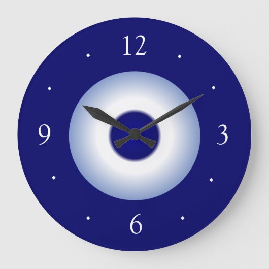Plain Royal/Blue en White Plain Kitchen Clock Grote Klok (Voorkant)