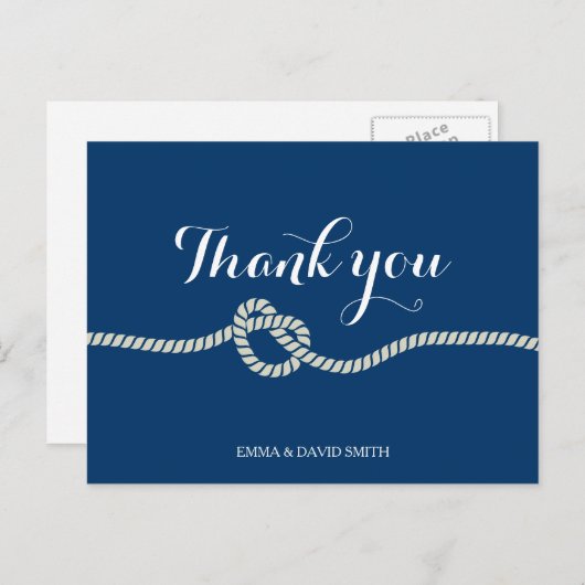 Plain Royal Blue Tying the Knot Thank You Cards Briefkaart (Voorkant / Achterkant)