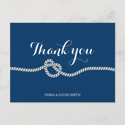 Plain Royal Blue Tying the Knot Thank You Cards Briefkaart (Voorkant)