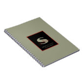 Plain Sage Groen Sinaasappel Monogram Aangepaste n Notitieboek (Rechterzijde)