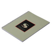Plain Sage Groen Sinaasappel Monogram Aangepaste n Notitieboek (Linkerzijde)