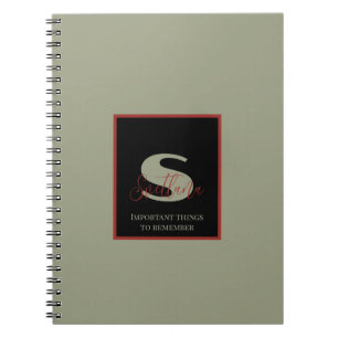 Plain Sage Groen Sinaasappel Monogram Aangepaste n Notitieboek