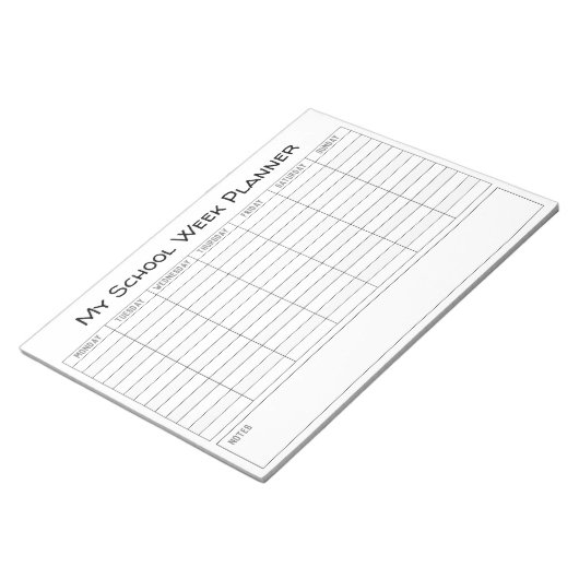 Plain School Week Planning Chart Notitieblok (Schuin)