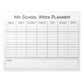 Plain School Week Planning Chart Notitieblok (Voorkant)