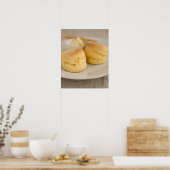 Plain scone met boter op bord poster (Keuken)
