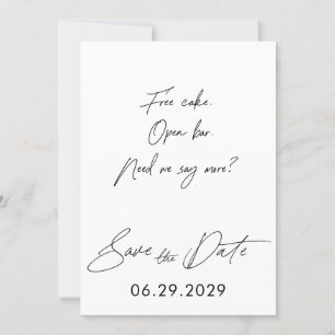 Plain Script Funny Save the Date Cards White