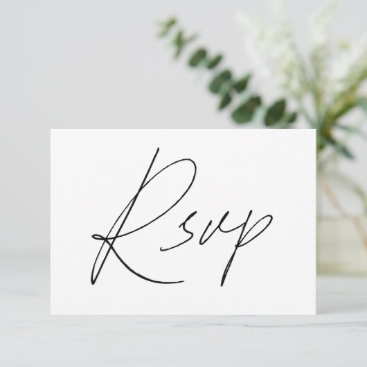 Plain Script RSVP-kaarten voor bruiloft wit RSVP Kaartje (Staand voorkant)