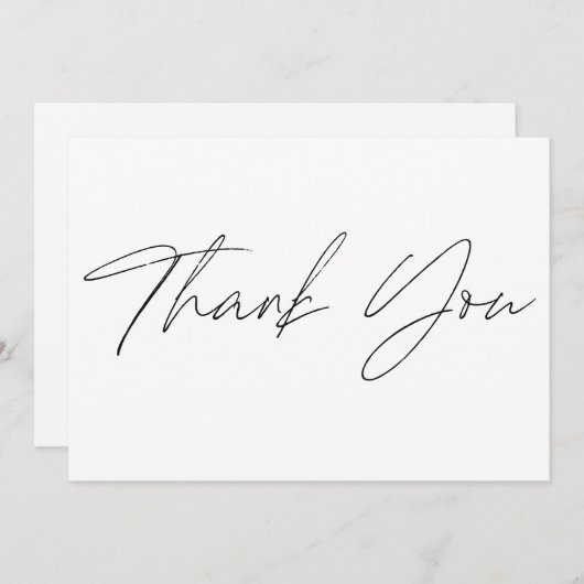 Plain Script Weddenschap Hartelijk dank voor witte Bedankkaart (Voorkant / Achterkant)