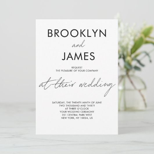 Plain Script Weddenschap nodigt White uit Kaart (Staand voorkant)