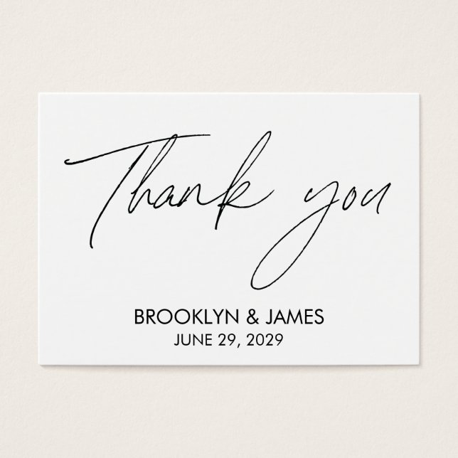 Plain Script Weddenschap voor Labels White Visitekaartje (Voorkant)