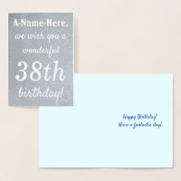 Plain Silver Foil 38th Birthday Wenskaart