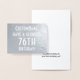 Plain Silver Foil 76th Birthday Wenskaart Folie Kaarten