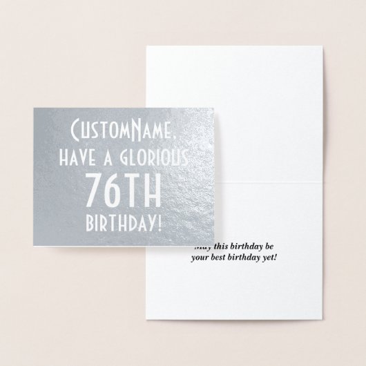 Plain Silver Foil 76th Birthday Wenskaart Folie Kaarten (Display)