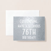 Plain Silver Foil 76th Birthday Wenskaart Folie Kaarten (Voorkant met envelop)