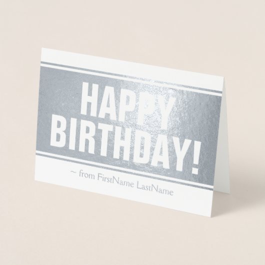 Plain Silver Foil "HAPPY BIRTHDAY!" Kaart (Voorkant)