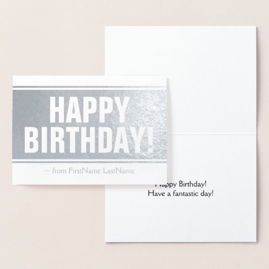 Plain Silver Foil "HAPPY BIRTHDAY!" Kaart (Display)